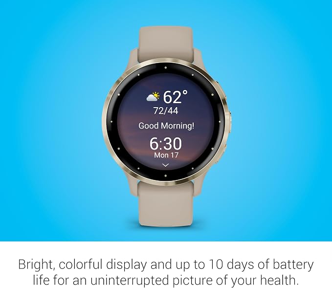 Garmin Venu® 3S, Premium Fitness Smartwatch, 41mm, French Gray Body Battery™ Energy Monitoring, Sleep Coach, Built-In Sports Apps, Built-In Speaker & Mic, Workout Benefit & Recovery Time