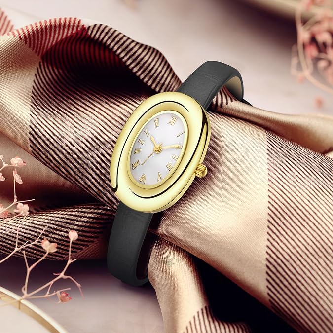 IBSO Women Oval Watch Dainty Vintage Quartz Wristwatch Elegant Jewelry Style Dress Watch